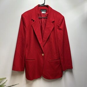 Vintage Sag Harbor Red Wool Long Blazer Winter Holiday Party Career Sz 14 XL